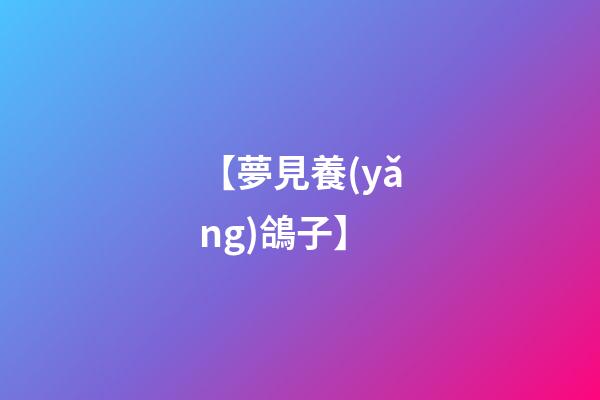 【夢見養(yǎng)鴿子】