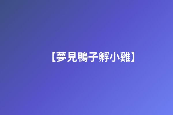 【夢見鴨子孵小雞】