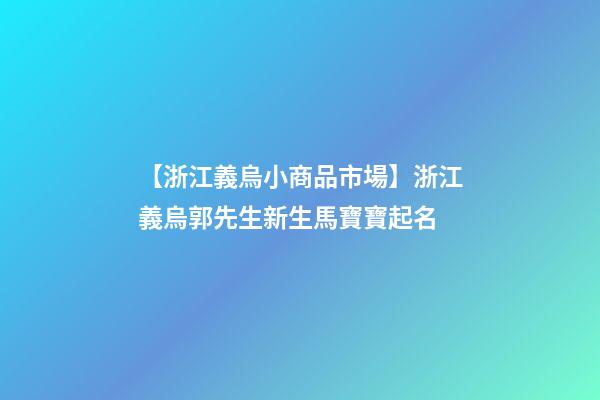 【浙江義烏小商品市場】浙江義烏郭先生新生馬寶寶起名-第1張-公司起名-玄機派