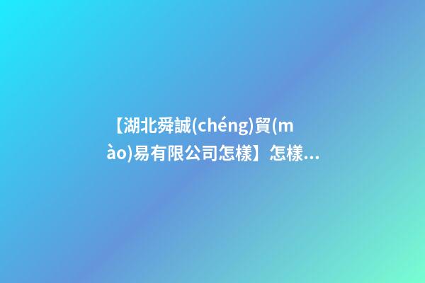 【湖北舜誠(chéng)貿(mào)易有限公司怎樣】怎樣給貿(mào)易有限公司起名-第1張-公司起名-玄機(jī)派