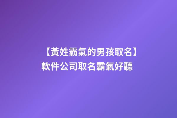【黃姓霸氣的男孩取名】軟件公司取名霸氣好聽-第1張-公司起名-玄機派