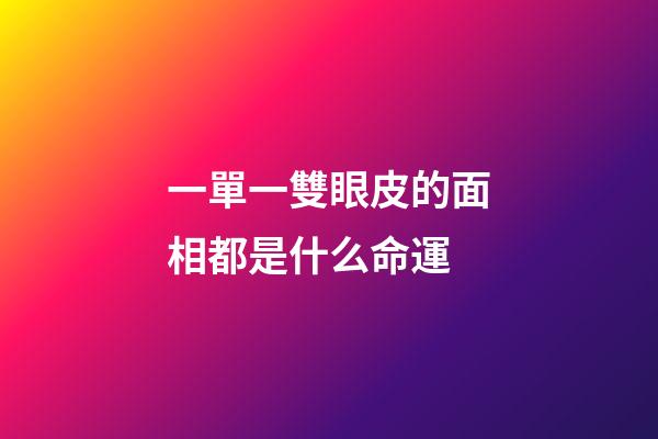 一單一雙眼皮的面相都是什么命運