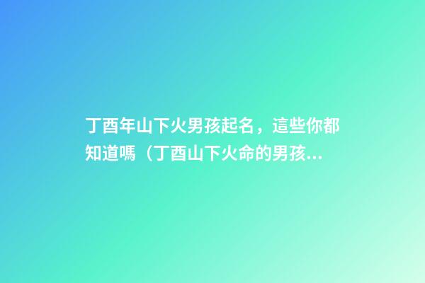 丁酉年山下火男孩起名，這些你都知道嗎（丁酉山下火命的男孩）