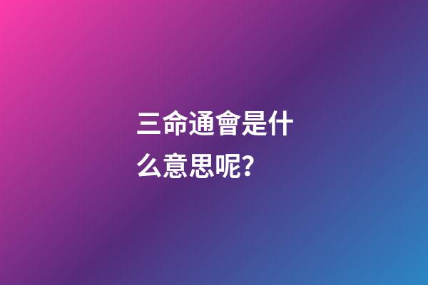 三命通會是什么意思呢？