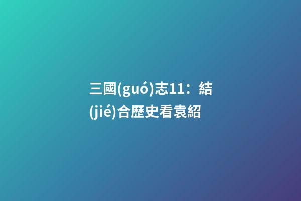 三國(guó)志11：結(jié)合歷史看袁紹-第1張-觀點(diǎn)-玄機(jī)派