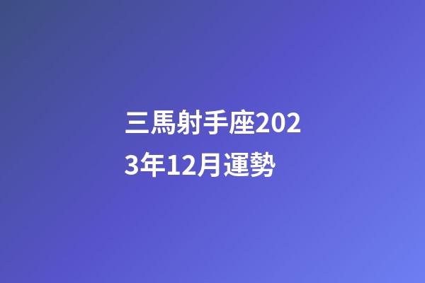 三馬射手座2023年12月運勢-第1張-星座運勢-玄機派