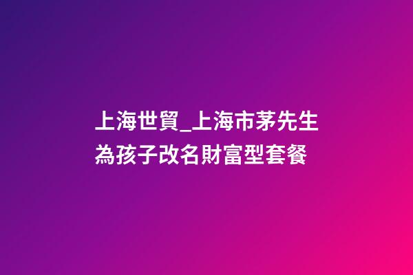上海世貿_上海市茅先生為孩子改名財富型套餐-第1張-公司起名-玄機派