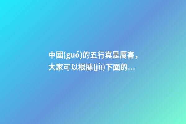 中國(guó)的五行真是厲害，大家可以根據(jù)下面的順序找到自己需要調(diào)理的
