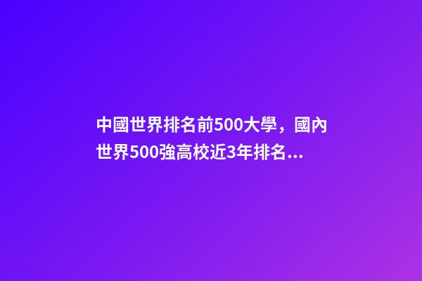 中國世界排名前500大學，國內世界500強高校近3年排名變化-第1張-觀點-玄機派