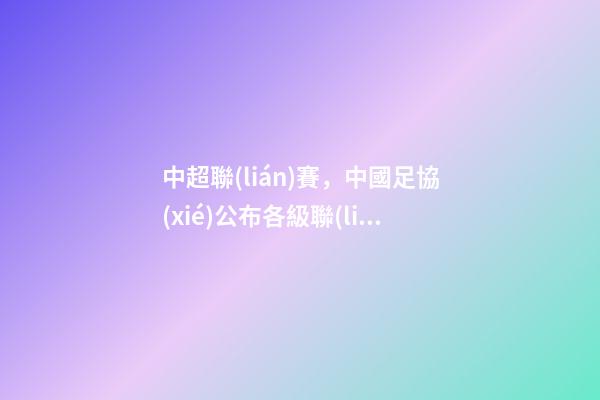 中超聯(lián)賽，中國足協(xié)公布各級聯(lián)賽俱樂部參賽名單中超縮減至16隊(duì)-第1張-觀點(diǎn)-玄機(jī)派