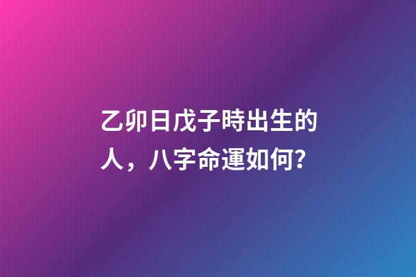 乙卯日戊子時出生的人，八字命運如何？
