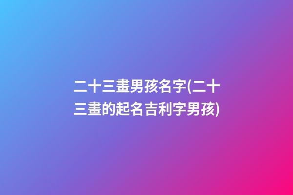 二十三畫男孩名字(二十三畫的起名吉利字男孩)