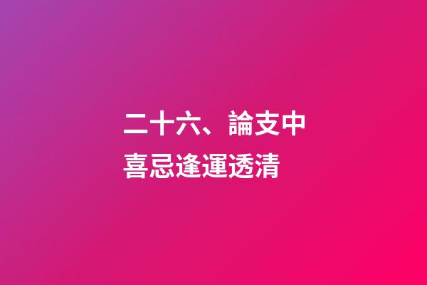 二十六、論支中喜忌逢運透清