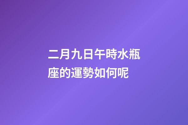 二月九日午時水瓶座的運勢如何呢