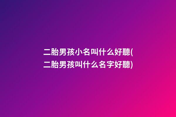 二胎男孩小名叫什么好聽(二胎男孩叫什么名字好聽)