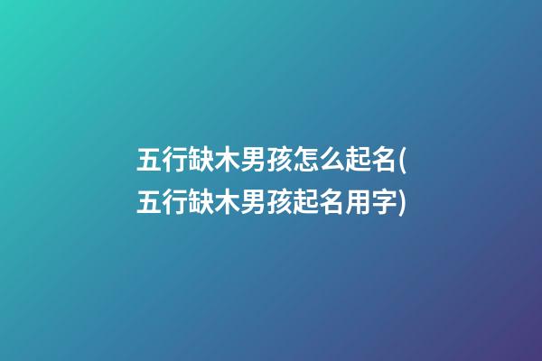 五行缺木男孩怎么起名(五行缺木男孩起名用字)