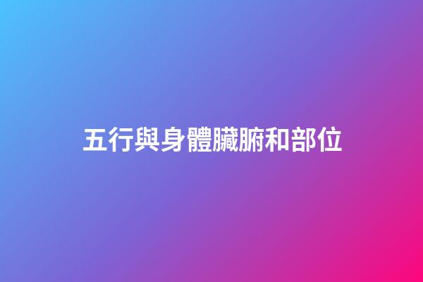 五行與身體臟腑和部位