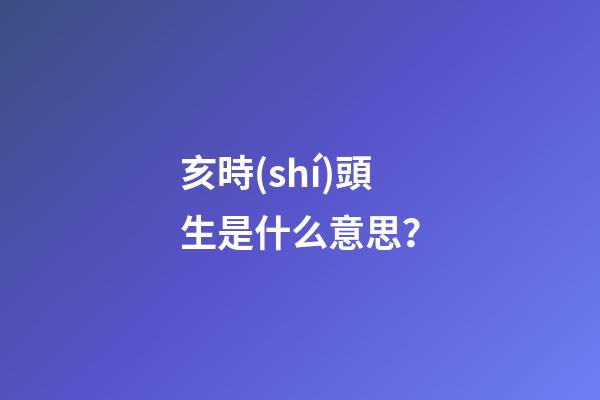 亥時(shí)頭生是什么意思？