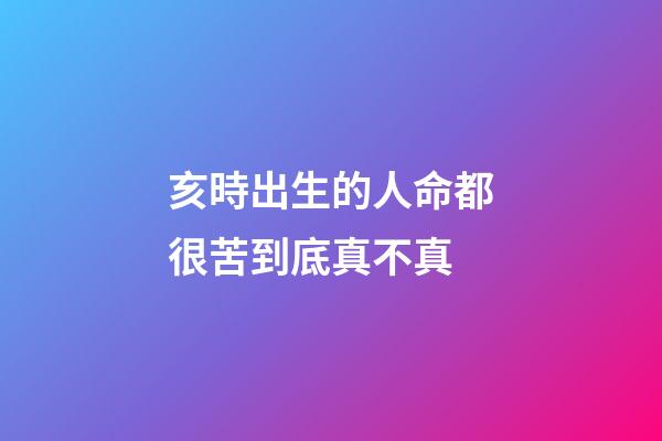 亥時出生的人命都很苦到底真不真