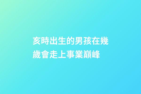 亥時出生的男孩在幾歲會走上事業巔峰