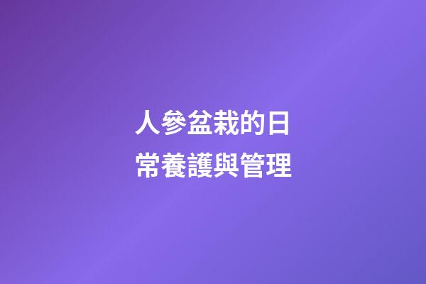 人參盆栽的日常養護與管理
