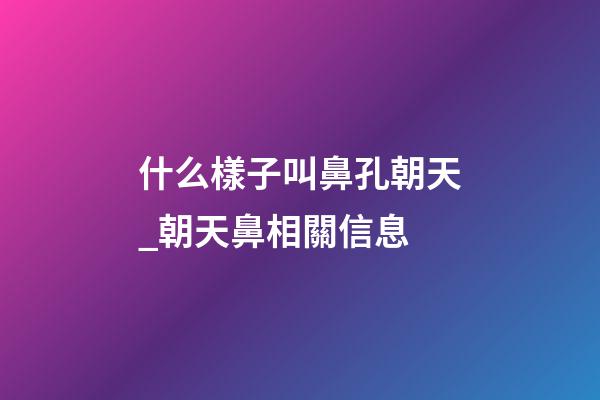 什么樣子叫鼻孔朝天_朝天鼻相關信息