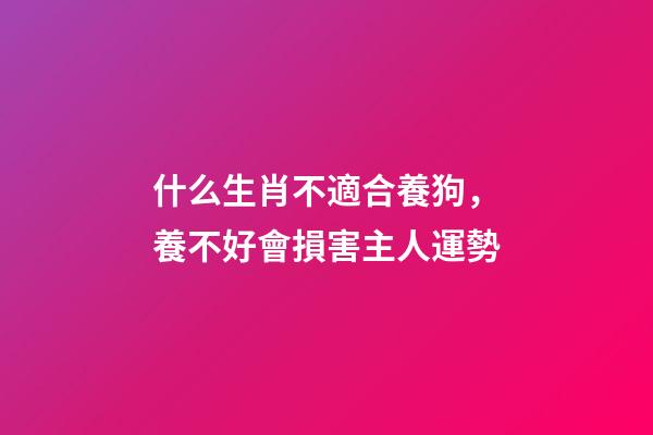 什么生肖不適合養狗，養不好會損害主人運勢