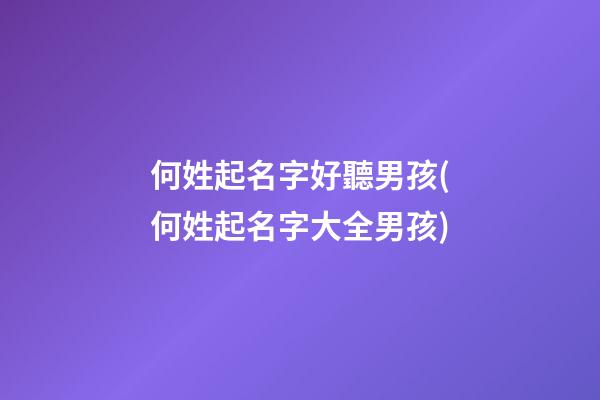 何姓起名字好聽男孩(何姓起名字大全男孩)