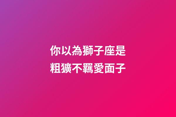 你以為獅子座是粗獷不羈愛面子-第1張-星座運勢-玄機派