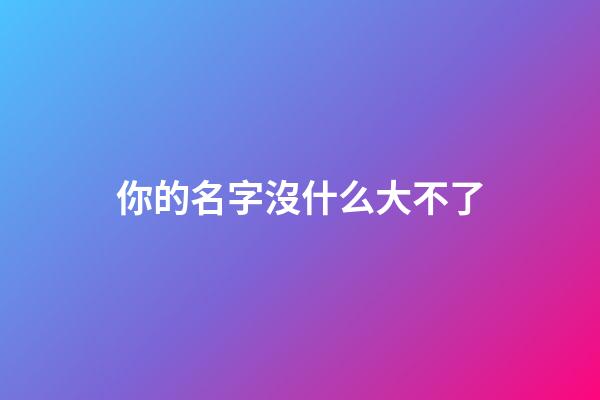 你的名字沒什么大不了