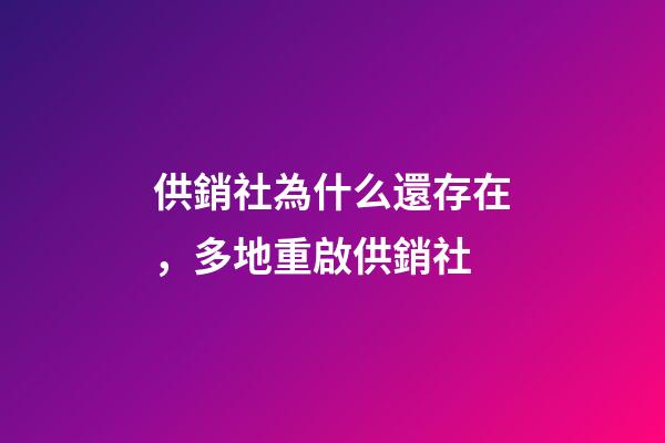 供銷社為什么還存在，多地重啟供銷社-第1張-觀點-玄機派