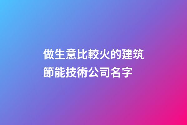 做生意比較火的建筑節能技術公司名字-第1張-公司起名-玄機派