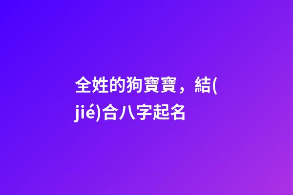 全姓的狗寶寶，結(jié)合八字起名