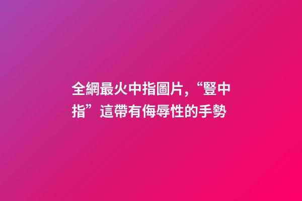 全網最火中指圖片,“豎中指”這帶有侮辱性的手勢-第1張-觀點-玄機派