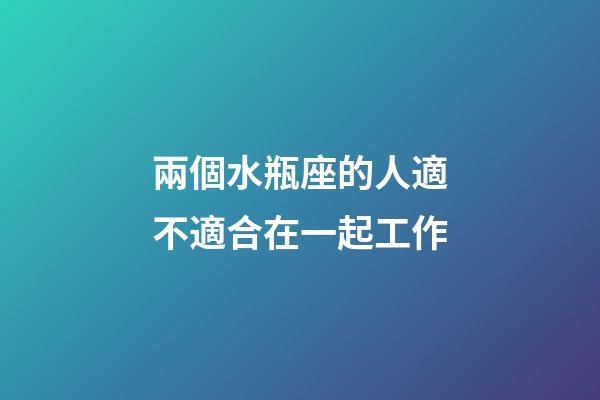 兩個水瓶座的人適不適合在一起工作-第1張-星座運勢-玄機派