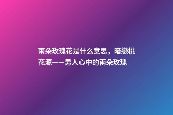 兩朵玫瑰花是什么意思，暗戀桃花源——男人心中的兩朵玫瑰-第1張-觀點-玄機派