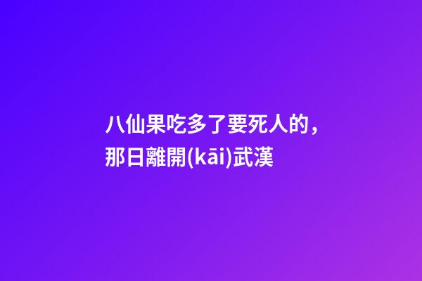 八仙果吃多了要死人的，那日離開(kāi)武漢-第1張-觀點(diǎn)-玄機(jī)派