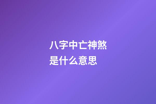 八字中亡神煞是什么意思