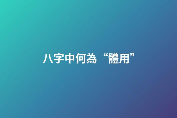 八字中何為“體用”