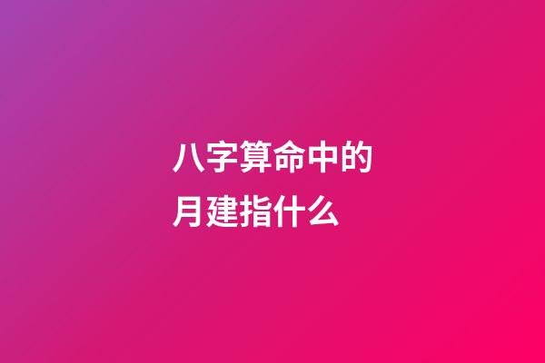 八字算命中的月建指什么