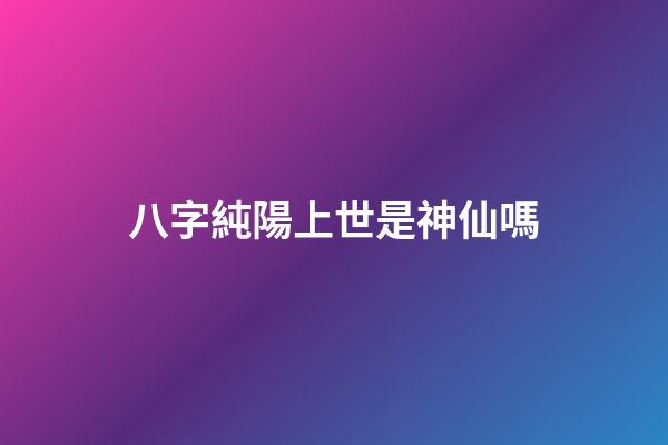 八字純陽上世是神仙嗎