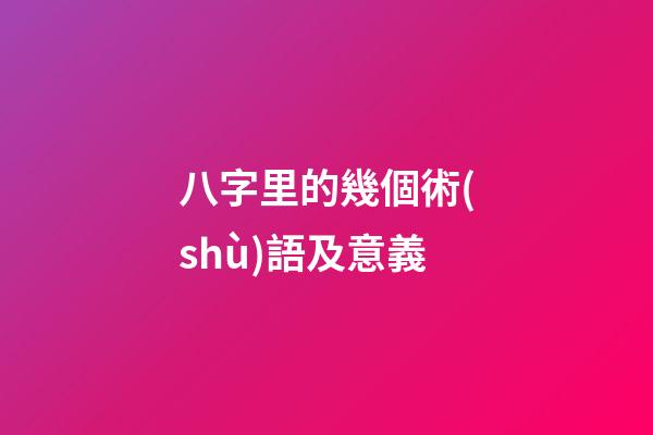 八字里的幾個術(shù)語及意義