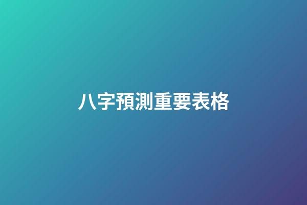 八字預測重要表格