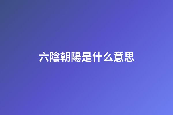 六陰朝陽是什么意思