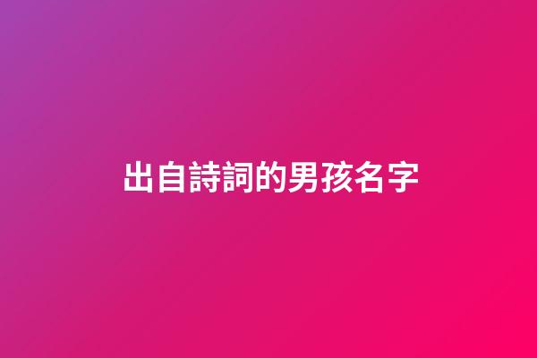 出自詩詞的男孩名字(出自詩里的男孩名字)-第1張-男孩起名-玄機派