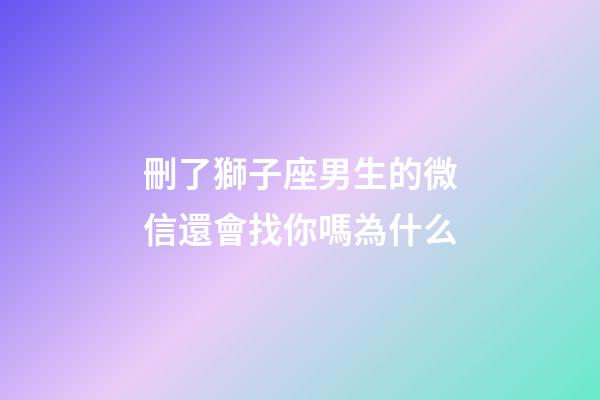 刪了獅子座男生的微信還會找你嗎為什么-第1張-星座運勢-玄機派