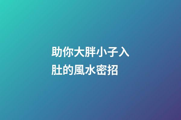 助你大胖小子入肚的風水密招