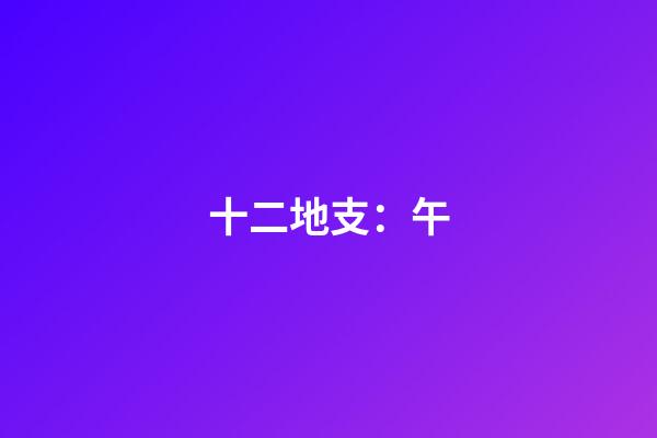 十二地支：午