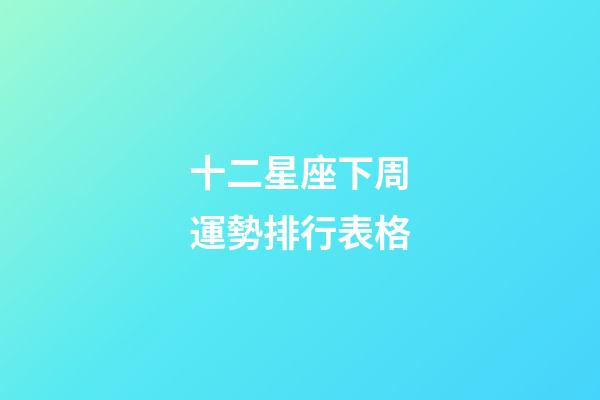 十二星座下周運勢排行表格-第1張-星座運勢-玄機派