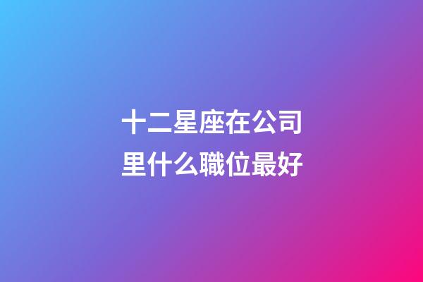 十二星座在公司里什么職位最好-第1張-星座運勢-玄機派